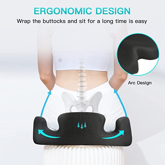Benazcap X Large Memory Seat Cushion for Office Chair Ergonomic Cushions  Pad Pillow for Pressure Relief Sciatica & Pain Relief Memory Foam for Long  Sitting for Gaming Chair and Car Seat
