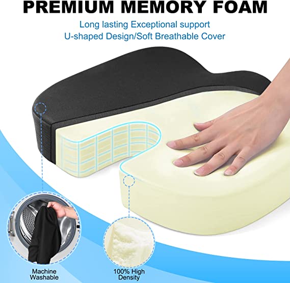 Non Slip Memory Foam Coccyx Orthopedic Seat Office Chair Cushion Pain  Relief Blk