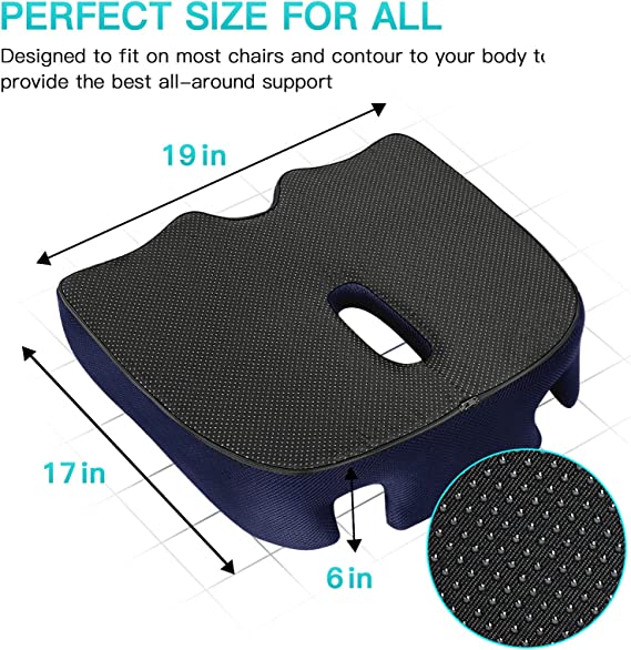 X Large Memory Seat Cushion for Office Chair Pressure Relief