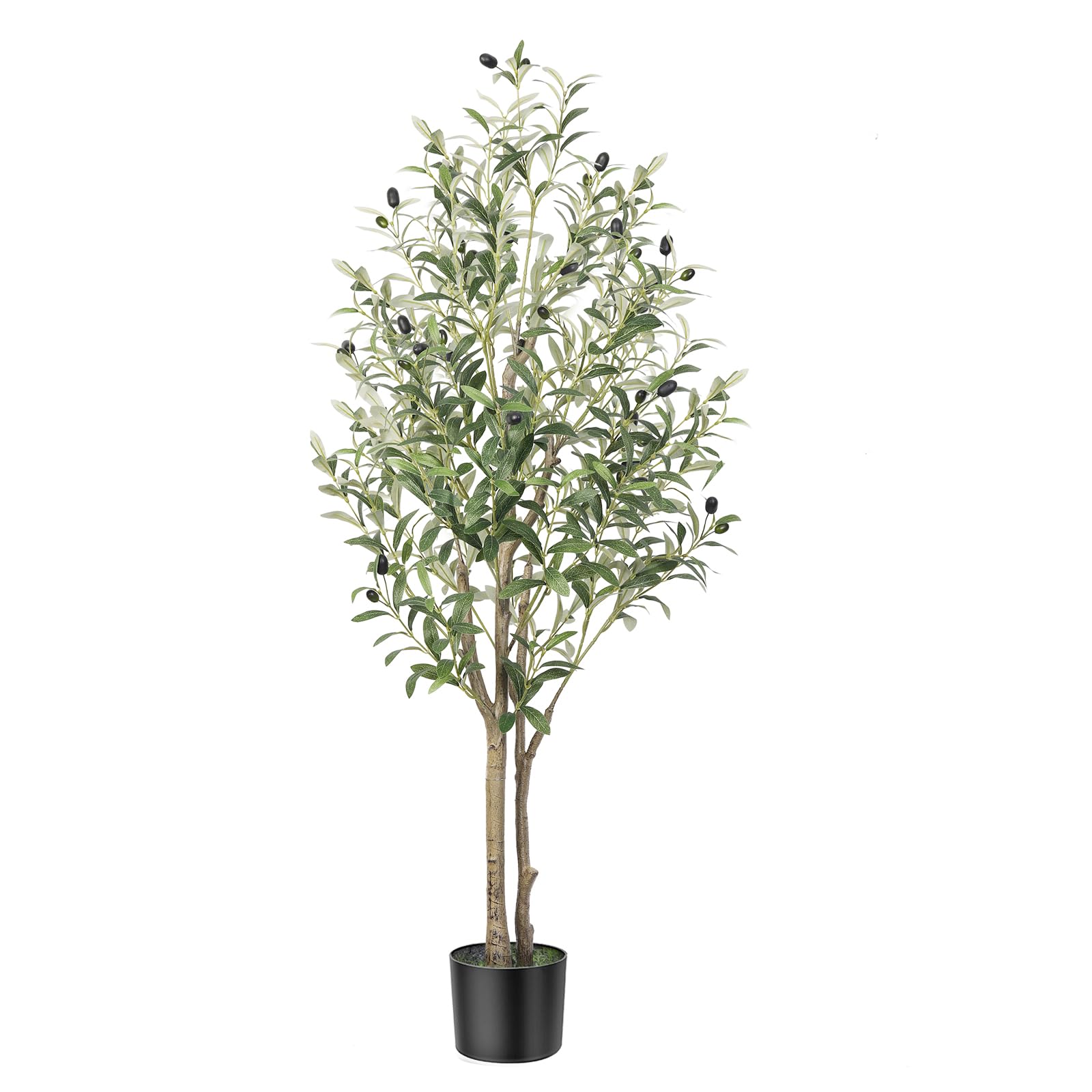 Artificial Olive Tree 4FT Tall Faux Silk Plant(36" in), Indoor Fake Olive Tree with Natural Wood Trunk & Lifelike Fruits, Perfect for Modern Home Office Living Room Floor Decor, 4 FT