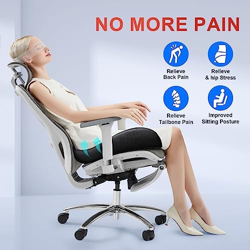 Benazcap Seat Cushion Office Chair Cushions Butt Pillow for Car Long Sitting, Memory Foam Chair Pad for Back, Coccyx, Tailbone Pain Relief for Gaming Chair and Car Seat