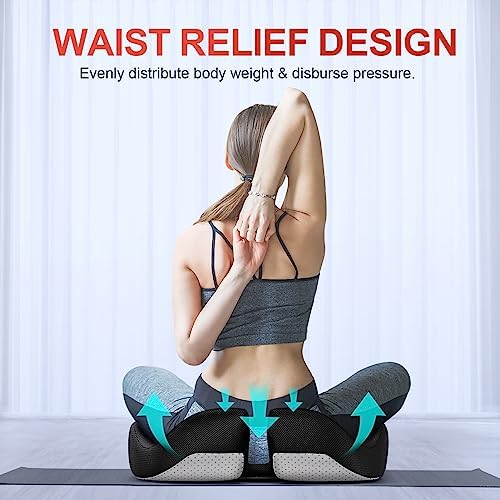 Benazcap Seat Cushion Office Chair Cushions Butt Pillow for Car Long Sitting, Memory Foam Chair Pad for Back, Coccyx, Tailbone Pain Relief for Gaming Chair and Car Seat