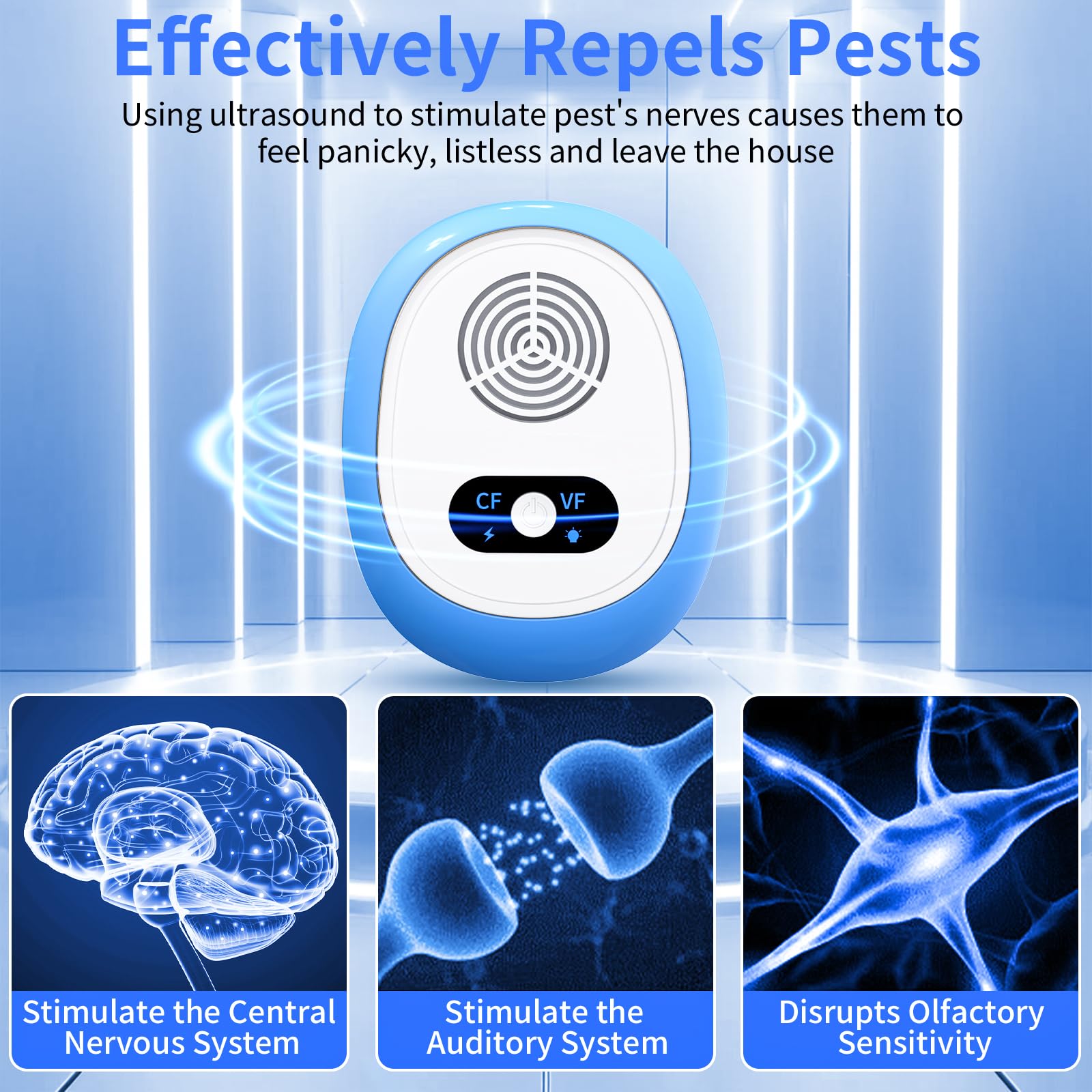 PKBD Ultrasonic Pest Repeller, 4 Packs Mouse Repellent Plug in with Night Light, 4 Modes, Effective Against Rodent, Insect, Mosquito, Mice, Ant, Spider, Roach, Safe To Human and Pets