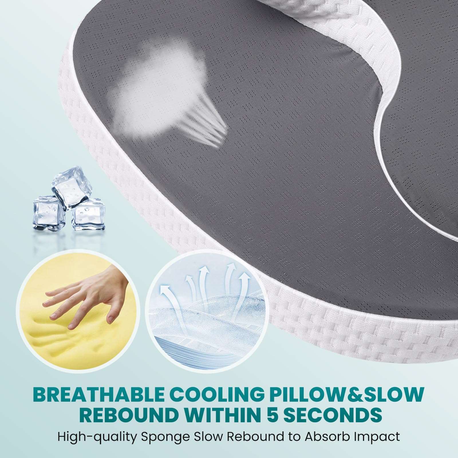 Cooling Silk Memory Foam Pillow Cervical Neck Pillows for Neck and Shoulder Pain Relief