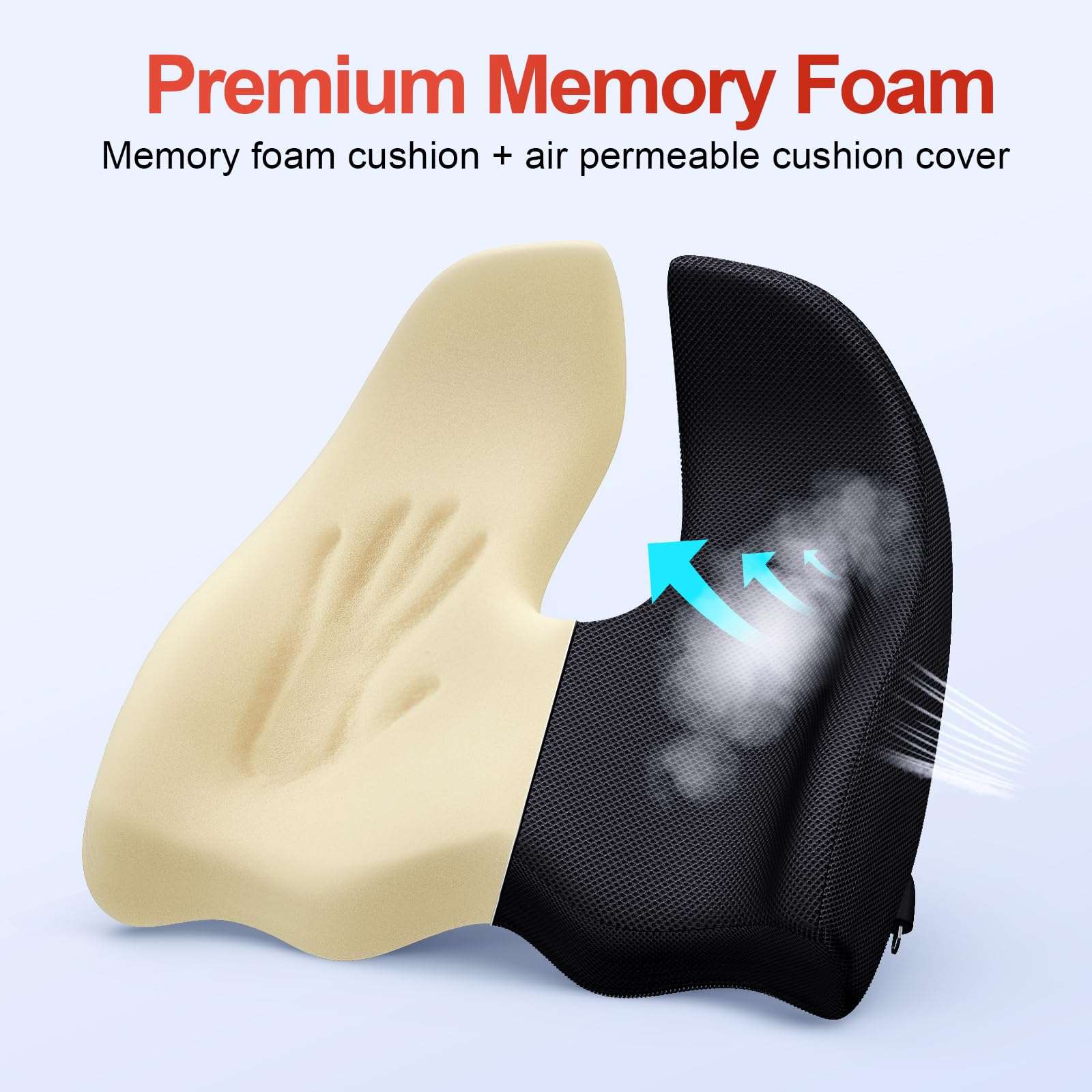 X Large Memory Seat Cushion for Office Chair Ergonomic Cushions Pad Pillow for Pressure Relief Sciatica & Pain Relief Memory Foam for Long Sitting for Gaming Chair and Car Seat Black