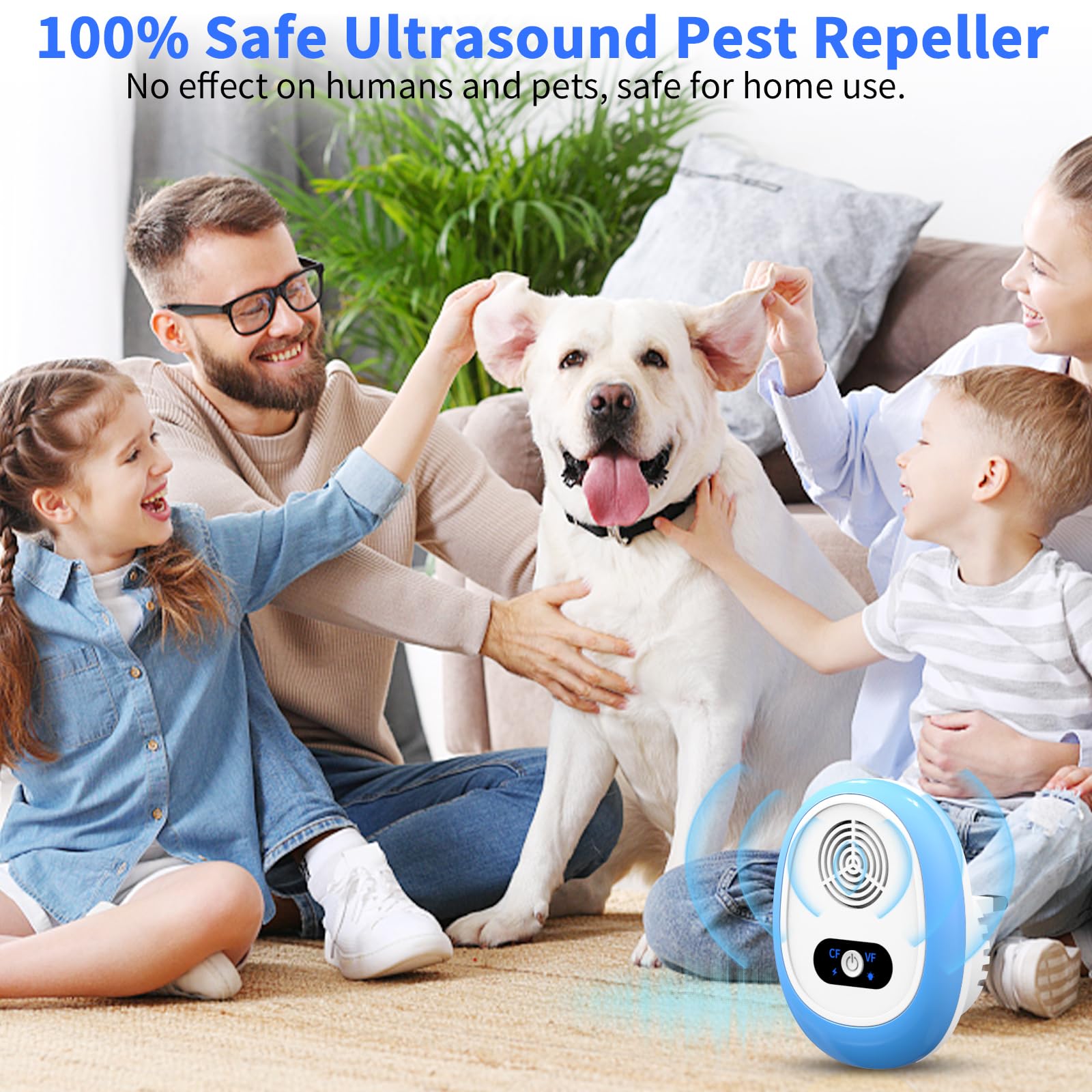 PKBD Ultrasonic Pest Repeller, 4 Packs Mouse Repellent Plug in with Night Light, 4 Modes, Effective Against Rodent, Insect, Mosquito, Mice, Ant, Spider, Roach, Safe To Human and Pets