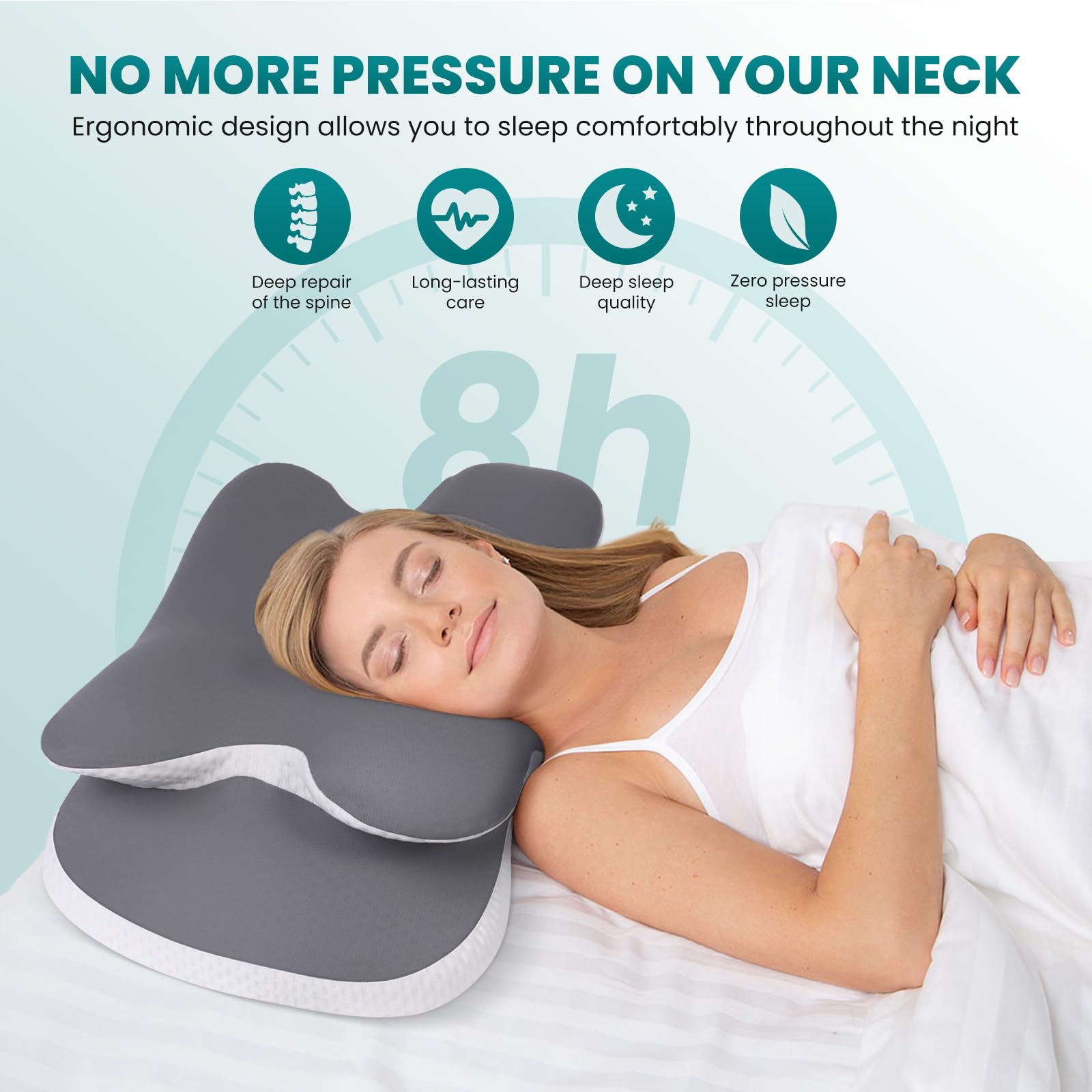 Cooling Silk Memory Foam Pillow Cervical Neck Pillows for Neck and Shoulder Pain Relief