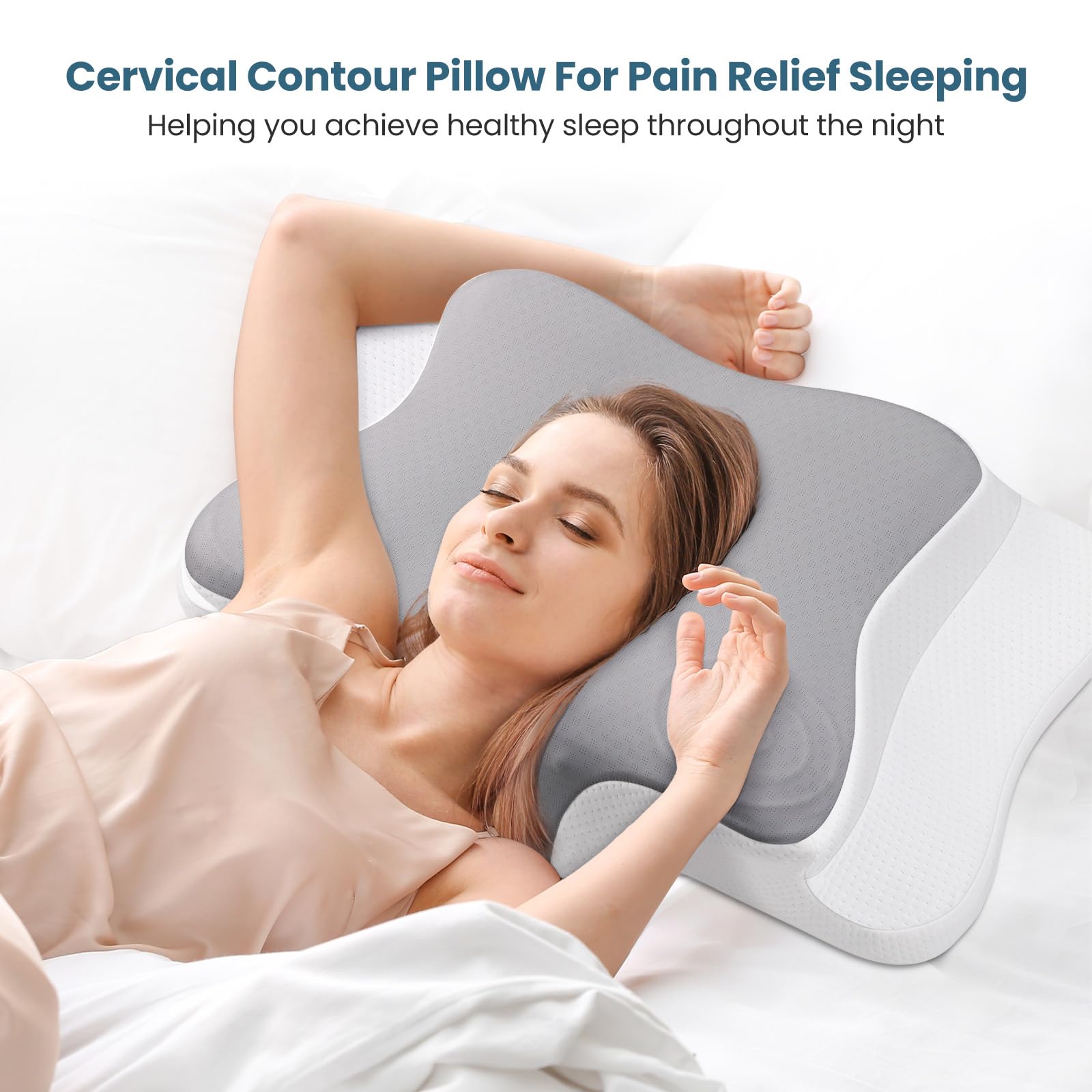 Cervical Contour Memory Foam Pillow Ergonomic Orthopedic Neck Support Pillow