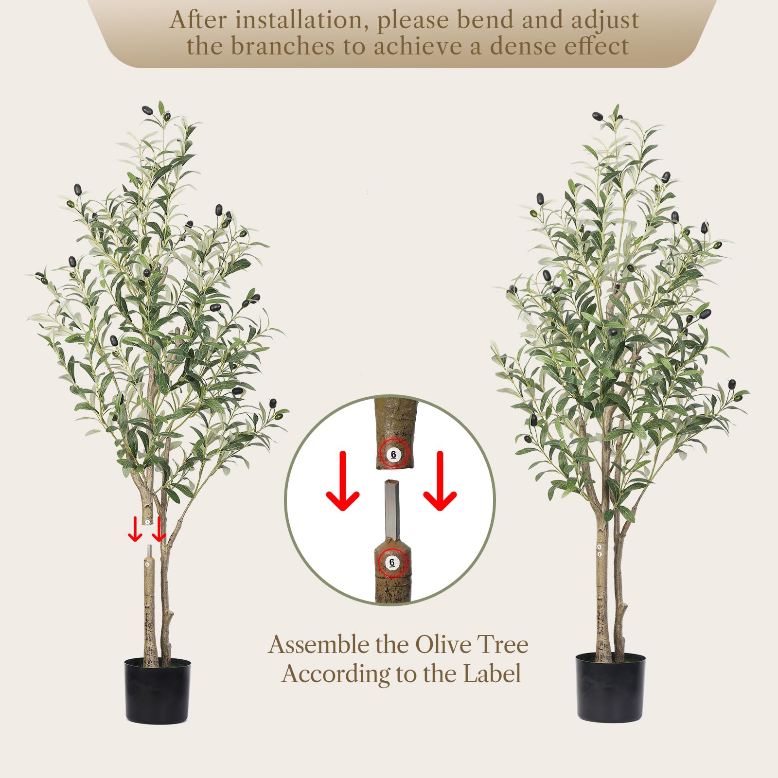 Artificial Olive Tree 4FT Tall Faux Silk Plant(36" in), Indoor Fake Olive Tree with Natural Wood Trunk & Lifelike Fruits, Perfect for Modern Home Office Living Room Floor Decor, 4 FT