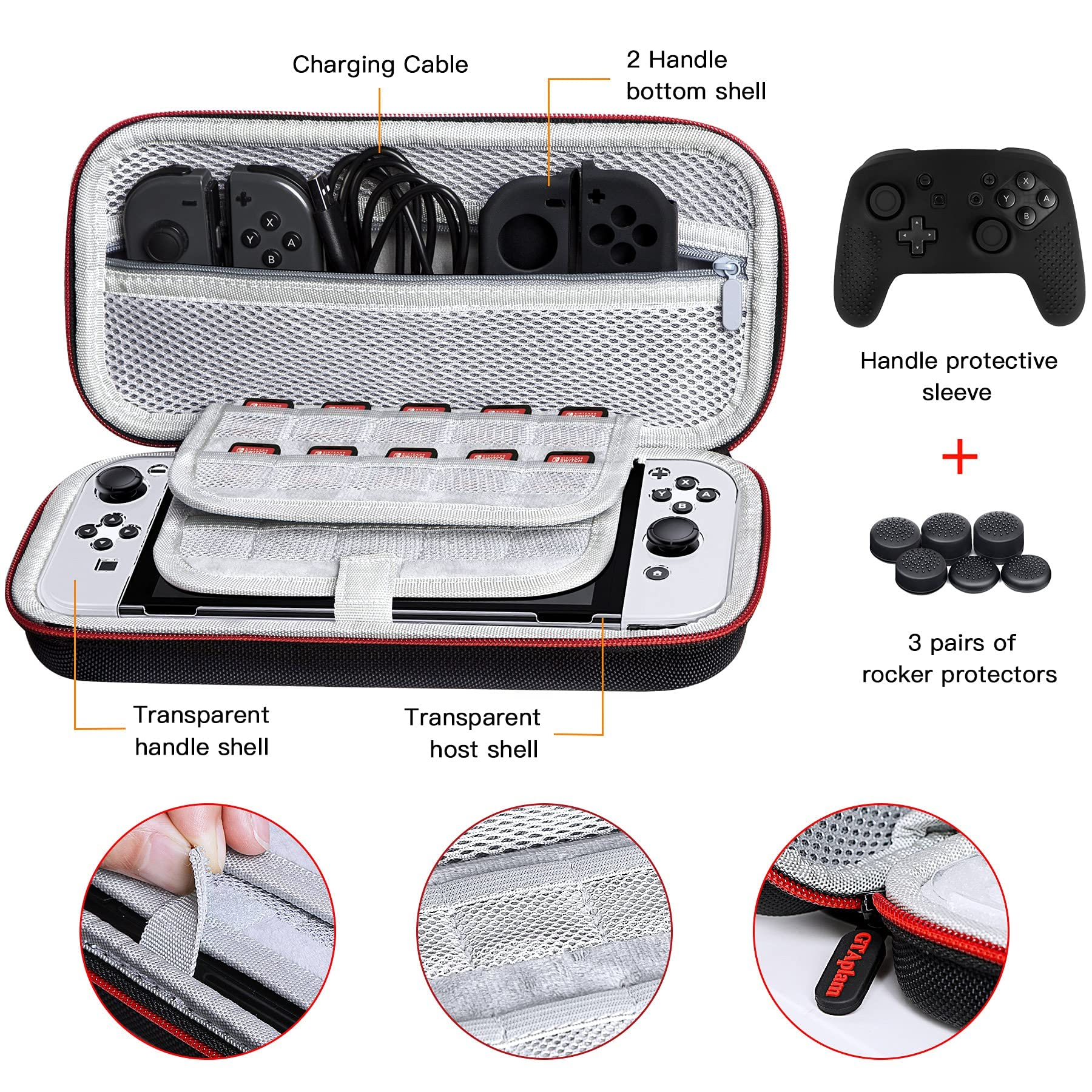 Gamers Kit for Nintendo Switch OLED: Wired Gaming Headset with 50mm  Drivers, (2)Screen Protectors, Ergonomic Grip, Switch OLED Travel Case,  Joy-Con
